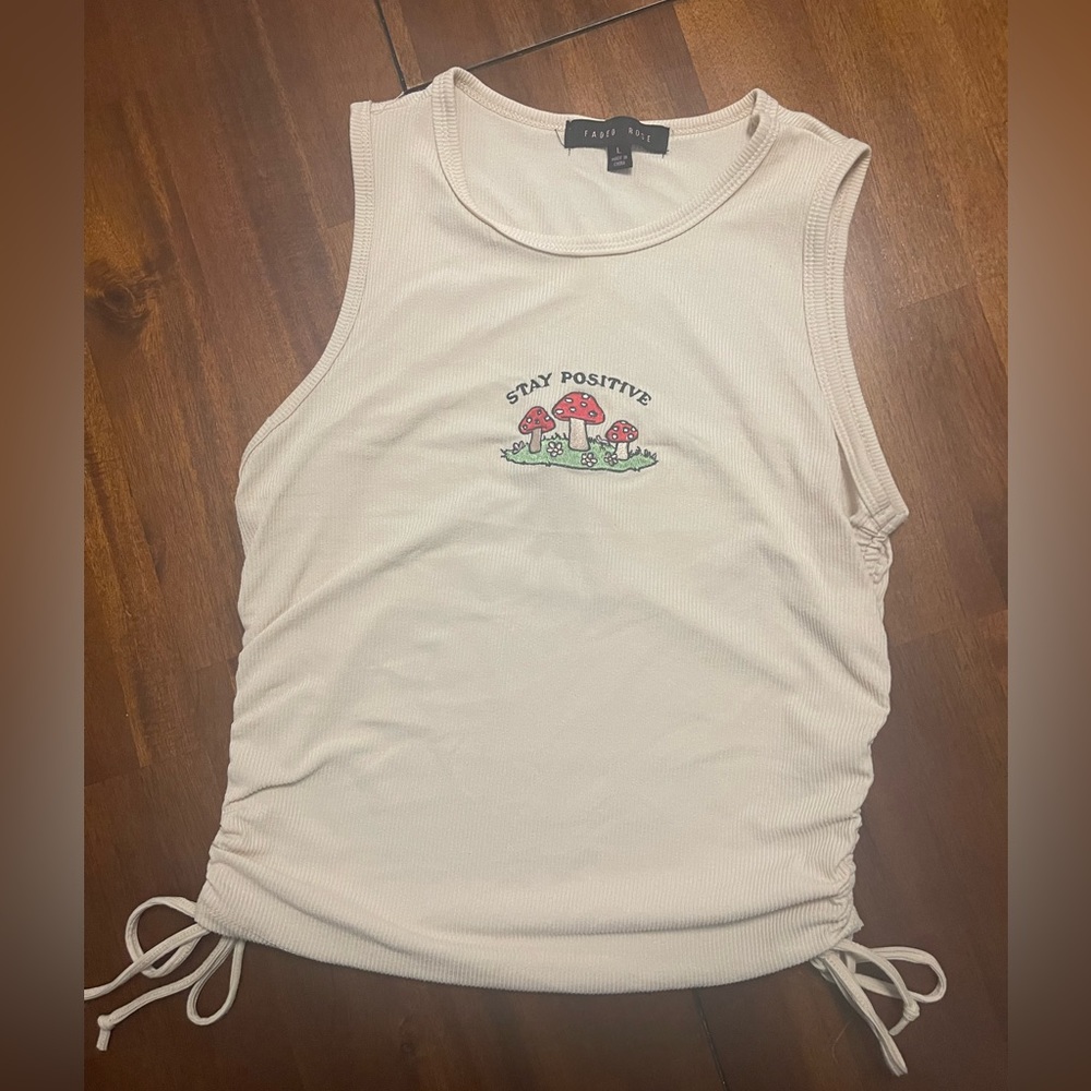 Stay Positive Mushroom Tie Top